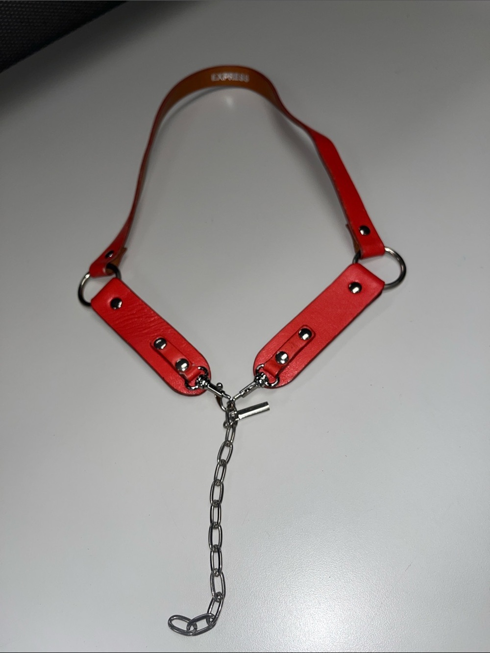 Express Red Leather Chain Hairband